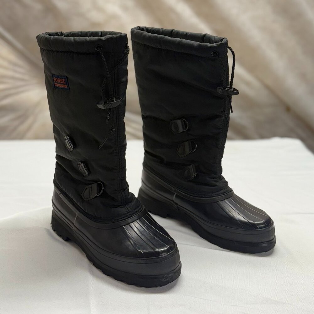 Sorel Snowlion Womans Waterproof Felt Lined Black Tall Snow Boots Women Size 7
